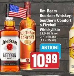 HIT Jim Beam Bourbon Whiskey, Southern Comfort o.Fireball Whiskylikör Angebot