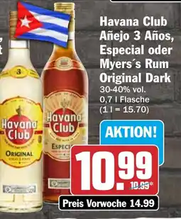 HIT Havana Club Añejo 3 Años, Especial oder Myers's Rum Original Dark Angebot
