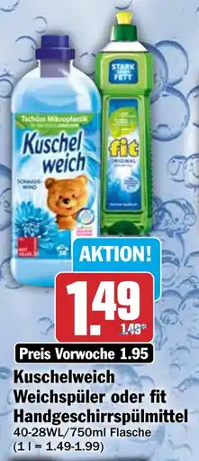 HIT Kuschelweich Weichspüler oder fit Handgeschirrspülmittel Angebot