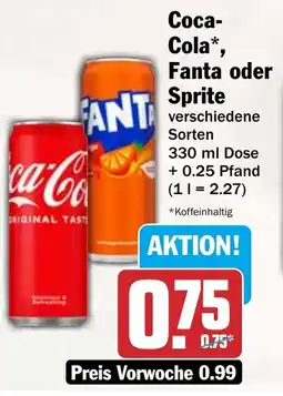 HIT Coca- Cola , Fanta oder Sprite Angebot