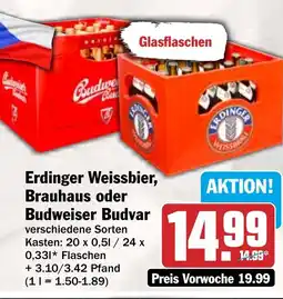 HIT Erdinger Weissbier, Brauhaus oder Budweiser Budvar verschiedene Sorten Angebot