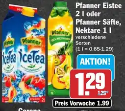 HIT Pfanner Eistee oder Pfanner Säfte, Nektare Angebot