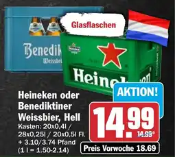 HIT Heineken oder Benediktiner Weissbier, Hell Angebot