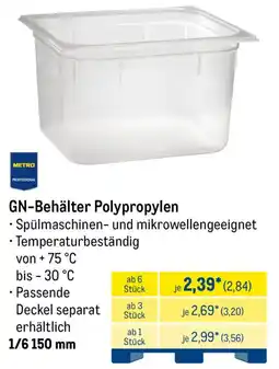 METRO METRO PROFESSIONAL GN-Behälter Polypropylen Angebot