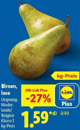 Lidl Birnen, lose Angebot