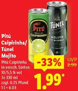 Lidl Pitú Caipirinha/ Túnel Mojito Angebot
