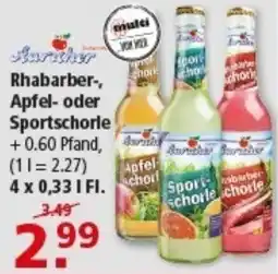Multi Markt Rhabarber-, Apfel- oder Sportschorle Angebot