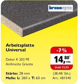 Holz Possling kronospan Arbeitsplatte Universal Angebot