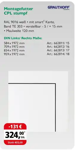 Holz Possling GRAUTHOFF Montagefutter CPL stumpf Angebot