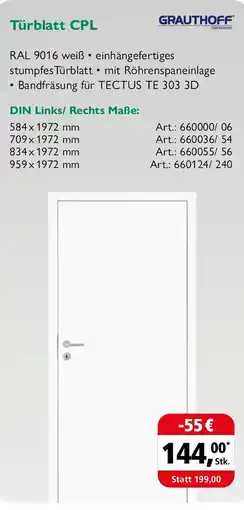 Holz Possling GRAUTHOFF Türblatt CPL Angebot