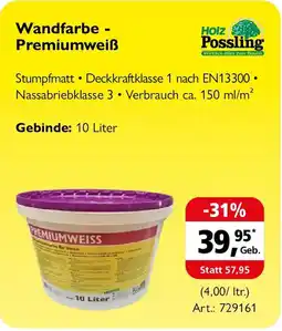 Holz Possling Holz Possling Wandfarbe - Premiumweiß Angebot