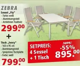 Multi Markt ZEBRA Sessel „Fly" + Tisch „Ivory" Angebot