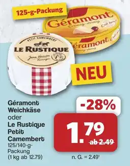 Famila Nord West Géramont Weichkäse oder Le Rustique Petit Camembert Angebot