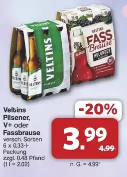 Famila Nord West Veltins Pilsener, V+ oder Fassbrause Angebot
