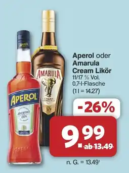 Famila Nord West Aperol oder Amarula Cream Likör Angebot