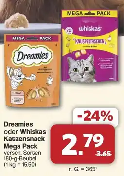 Famila Nord West Dreamies oder Whiskas Katzensnack Mega Pack Angebot