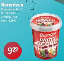 Getränke Hoffmann Berentzen Partybecher 24 +3 Angebot