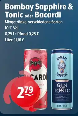 Getränke Hoffmann Bombay Sapphire & Tonic oder Bacardi Mixgetränke Angebot
