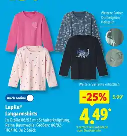 Lidl Lupilu langarmshirts Angebot
