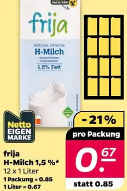 NETTO frija H-Milch 1,5% Angebot