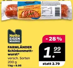 NETTO FARMLÄNDER Schinkenmettwurst Angebot