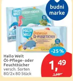 Budni Hallo Welt Öl-Pflege- oder Feuchttücher Angebot