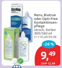 Budni ReNu, Biotrue oder Opti-Free Kontaktlinsenpflege Angebot