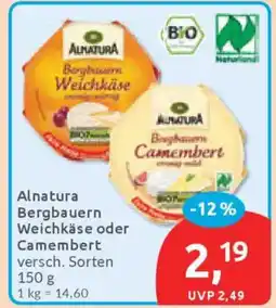 Budni Alnatura Bergbauern Weichkäse oder Camembert Angebot