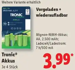 Lidl Tronic Akkus Angebot