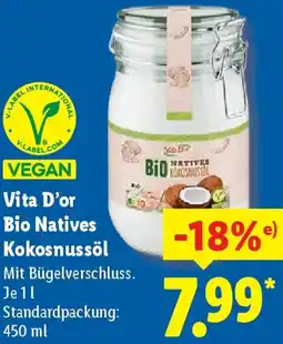 Lidl Vita D'or Bio Natives Kokosnussöl Angebot