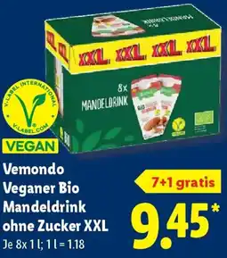 Lidl Vemondo Veganer Bio Mandeldrink ohne Zucker XXL Angebot