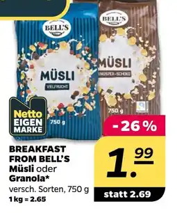 NETTO BREAKFAST FROM BELL'S Müsli oder Granola Angebot