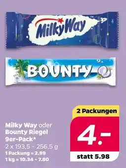 NETTO Milky Way oder Bounty Riegel 9er-Pack Angebot