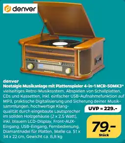 NETTO denver Nostalgie Musikanlage mit Plattenspieler 4-in-1 MCR-50MK3 Angebot