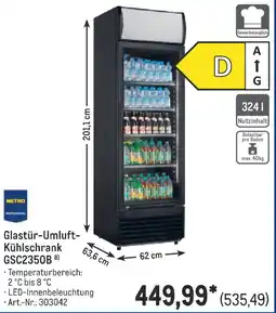 METRO Glastür-Umluft Kühlschrank GSC2350B Angebot