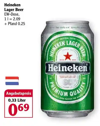 Globus Heineken Lager Beer 0,33L Angebot