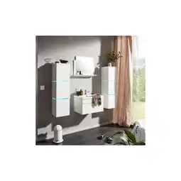 Netto Marken-Discount HOME DELUXE Wangerooge Badmöbel-Set weiß, ca. 121 cm breit mit Seitenschrank und Spiegel (Gr. XL) Angebot