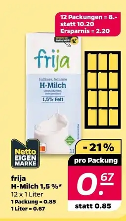 NETTO Frija h-milch 1,5 % Angebot