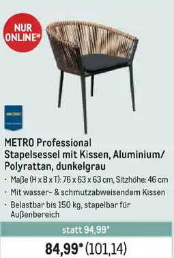 METRO METRO Professional Stapelsessel mit Kissen, Aluminium/ Polyrattan, dunkelgrau Angebot