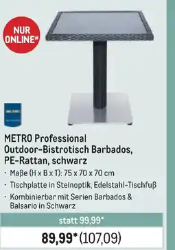 METRO METRO Professional Outdoor-Bistrotisch Barbados, PE-Rattan, schwarz Angebot