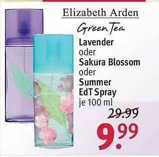 Rossmann Green Tea Elizabeth Arden Lavender Oder Sakura Blossom Oder Summer Edt Spray Angebot