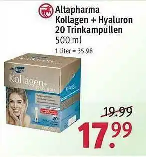 Rossmann Altapharma Kollagen + Hyaluron 20 Trinkampullen Angebot