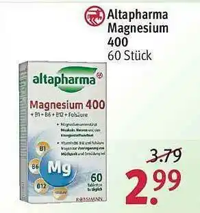 Rossmann Altapharma Magnesium 400 Angebot