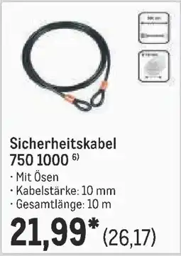 METRO BURG WACHTER Sicherheitskabel 750 1000 Angebot