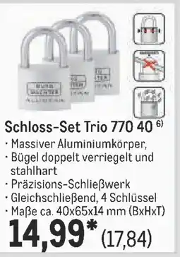 METRO BURG WACHTER Schloss-Set Trio 770 40 Angebot