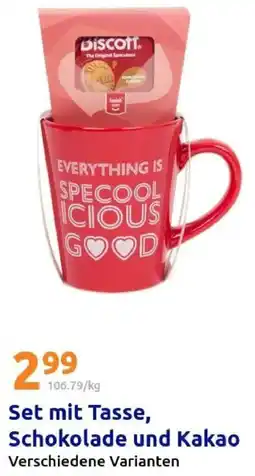 Action Set mit Tasse, Schokolade und Kakao Angebot
