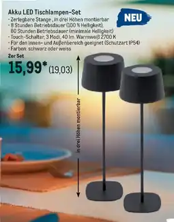 METRO Akku LED Tischlampen-Set 2er Set Angebot