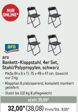 METRO aro Bankett-Klappstuhl, 4er Set, Stahl/Polypropylen, schwarz Angebot