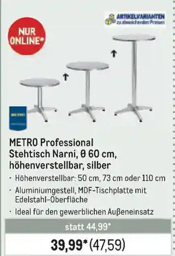 METRO METRO Professional Stehtisch Narni, 0.60 cm, höhenverstellbar, silber Angebot