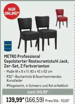 METRO METRO Professional Gepolsterter Restaurantstuhl Jack, 2er-Set, 2 Farbvarianten Angebot